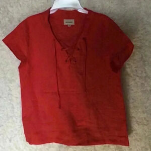 4our Dreamers Women Lace-up Linen Sleeveless Shirt